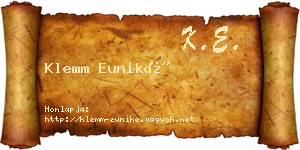 Klemm Euniké névjegykártya